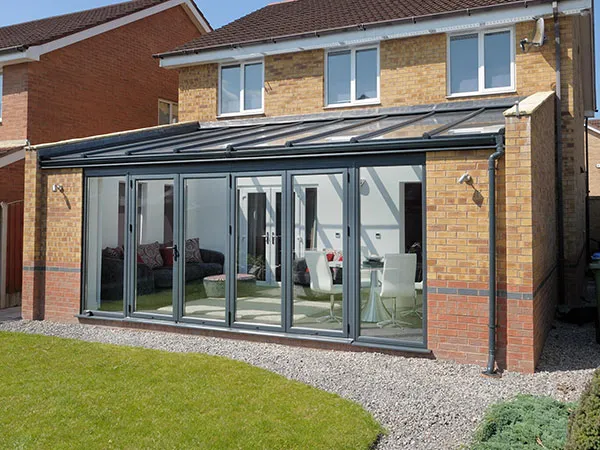 Lean-to conservatory grey