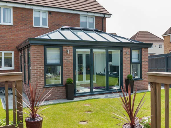 Modern Grey Orangery with Bi-Fold Doors